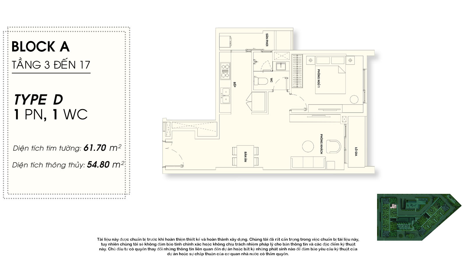 thiết kế căn hộ 1 phòng ngủ dự án Asiana Riverside quận 7
